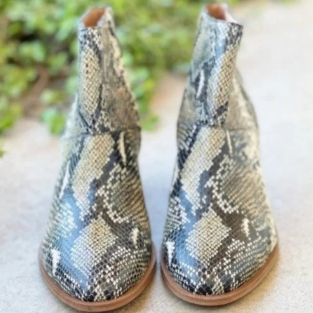 Madewell Rosie Snakeskin Heeled Booties Ankle Boots Neutral Boho Python 7 New